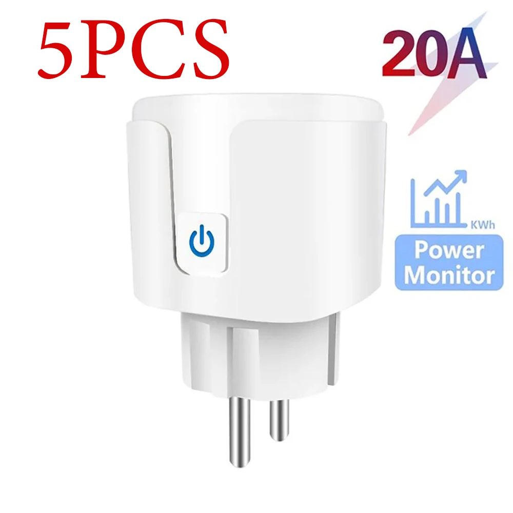 Tuya WiFi Smart Steckdose 16A/20A EU Smart Socket mit Stromüberwachung und Zeitschaltuhr, Smart Life Unterstützung für Alexa und Google Home