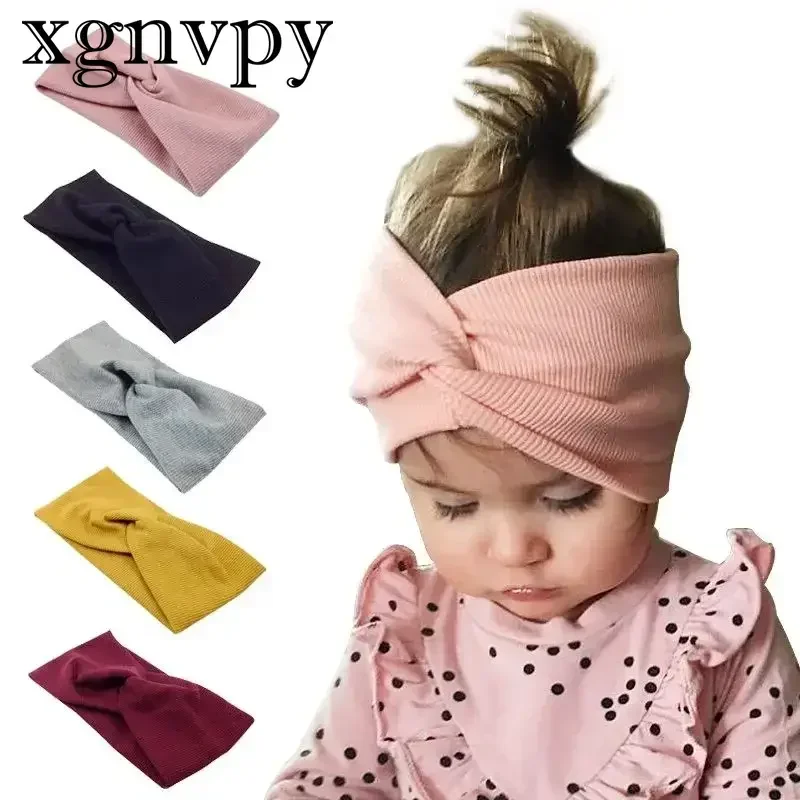 

xgnvpy Cartoon Knotted Baby Headband Wide Elastic Turban Solid Color Baby Girl Headbands Kids Hair Accessories