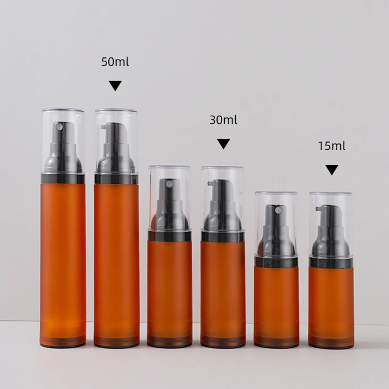 

15/30/50ml Brown Empty Airless Pump Bottles Lotion Cream Mist Spray Pump Skin Care Cosmetic Bottle Containers