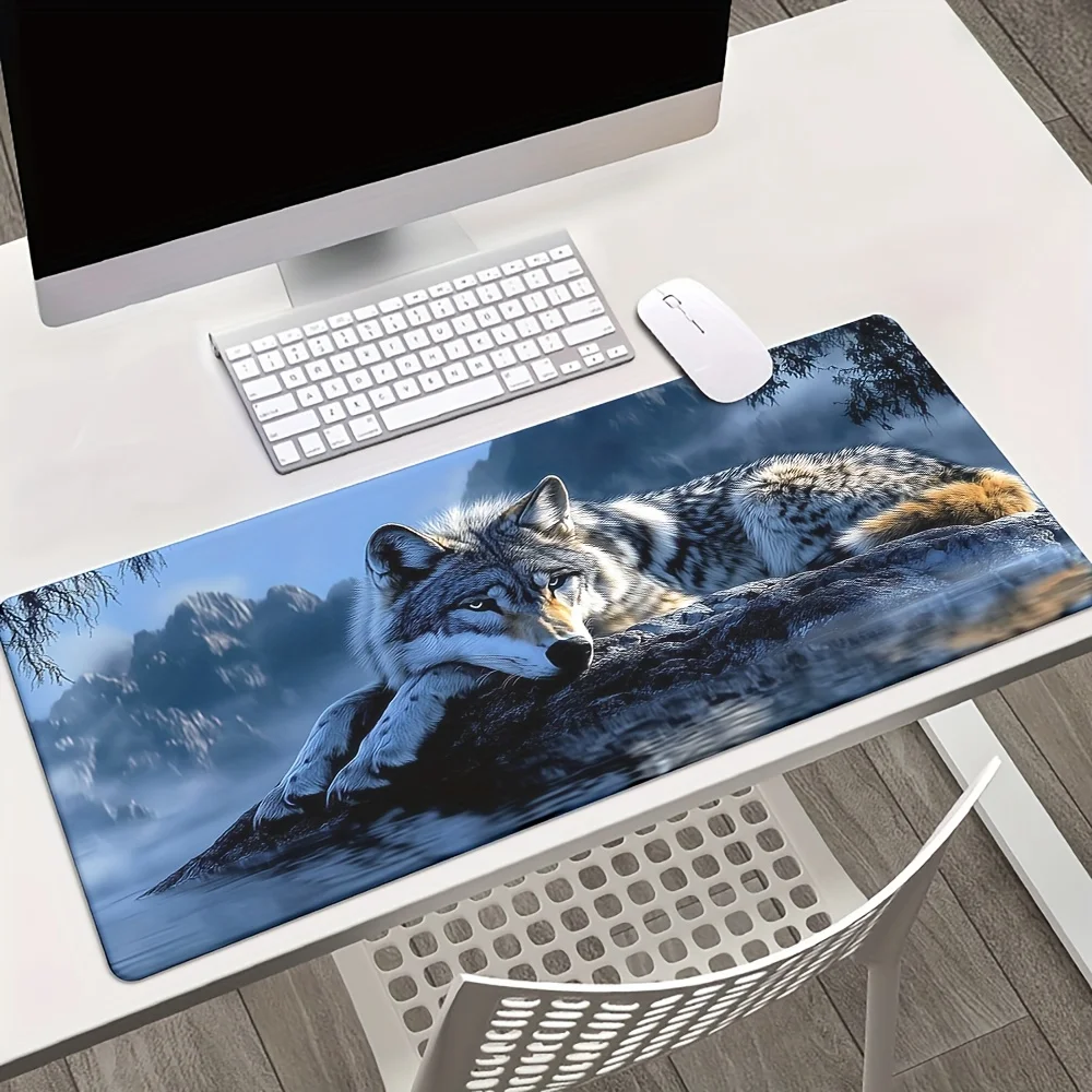 Wolf River Pattern Gaming Mouse Pad High-Quality Print Anti-slip Rubber Mat for Laptop Office