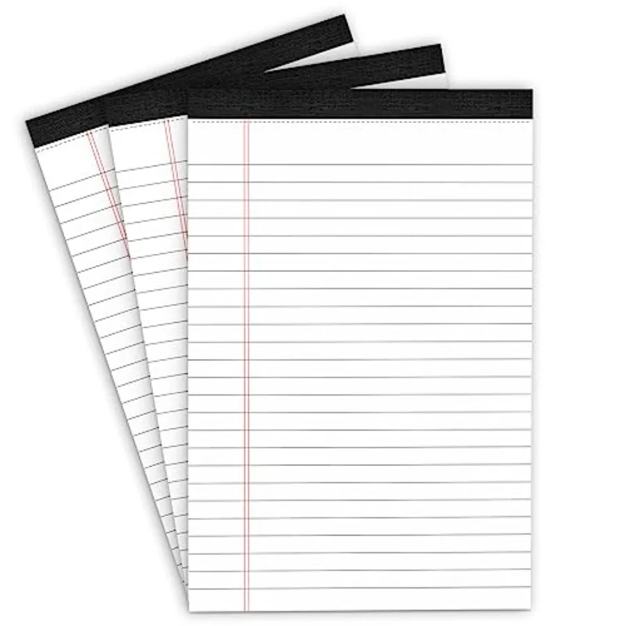Note Pads, Small Notepad, College Ruled Legal Pads, White Led Writg Pads for Work or School, 30 Sheets/Pad, Perforated Recycled