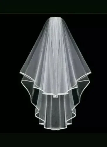 Romantic New Design Bridal Wedding Veil 2 Tier Comb Attached Handmade Elbow Length White