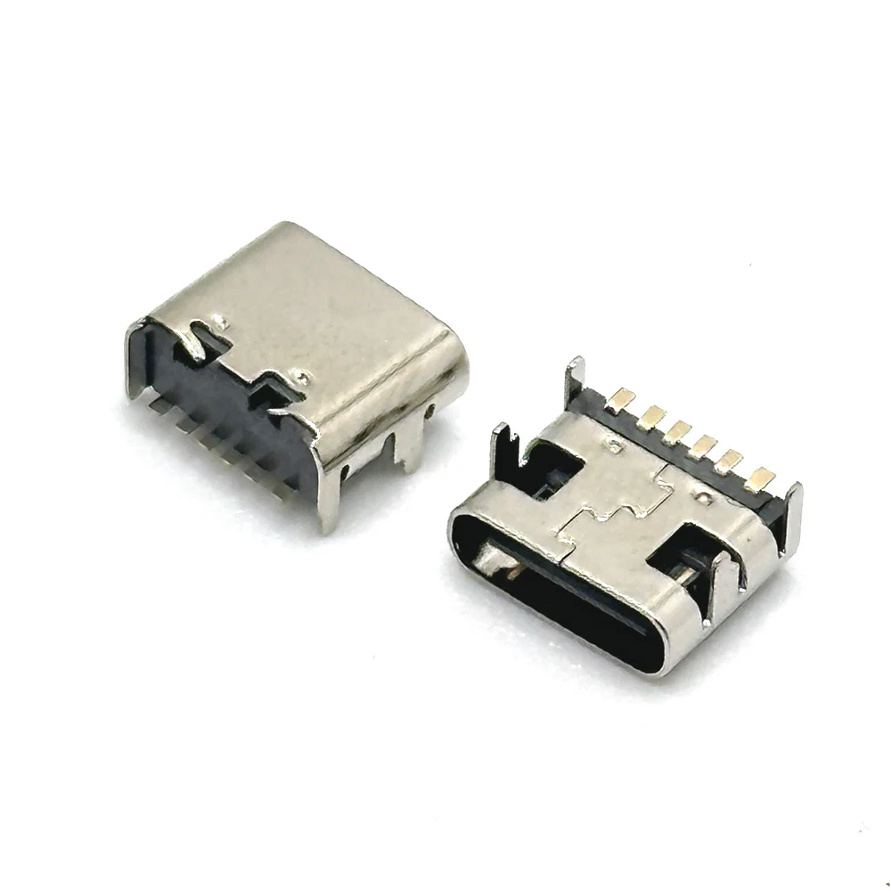 1/20pcs 6 Pin SMT Socket Connector Micro USB Type C 3.1 Female Placement SMD DIP For PCB design DIY high current charging