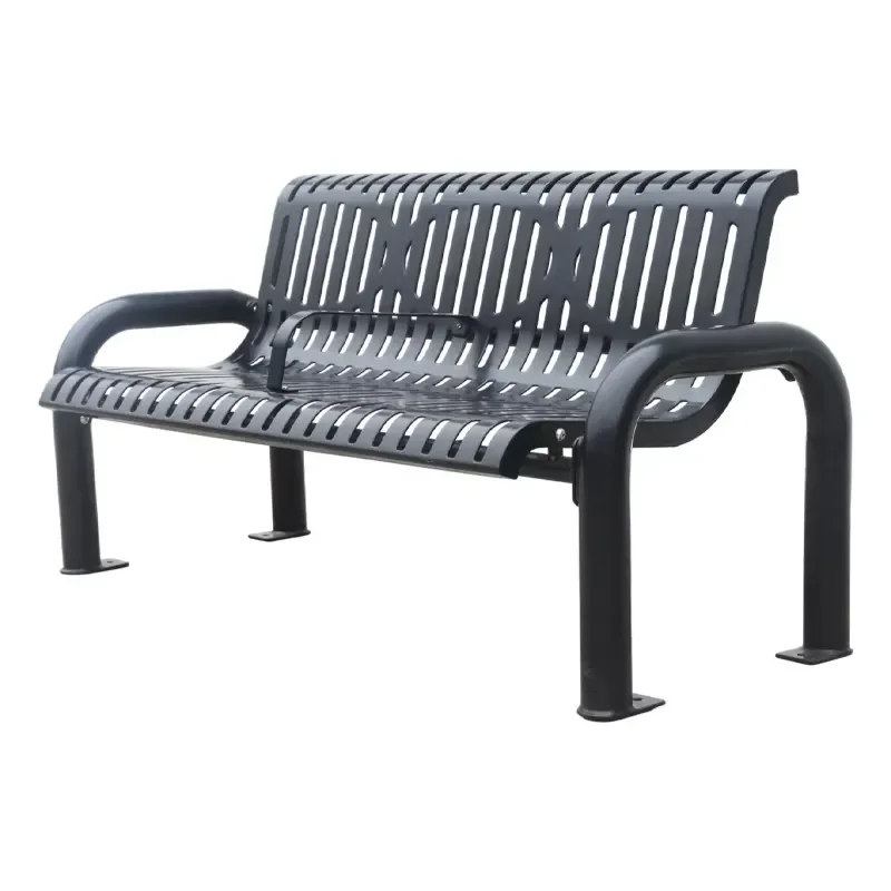 Outdoor Steel Modern 2 Persons 3 Persons Bench Public Park Street Leisure Bench Chair Outside Garden Metal Long Bench Seats