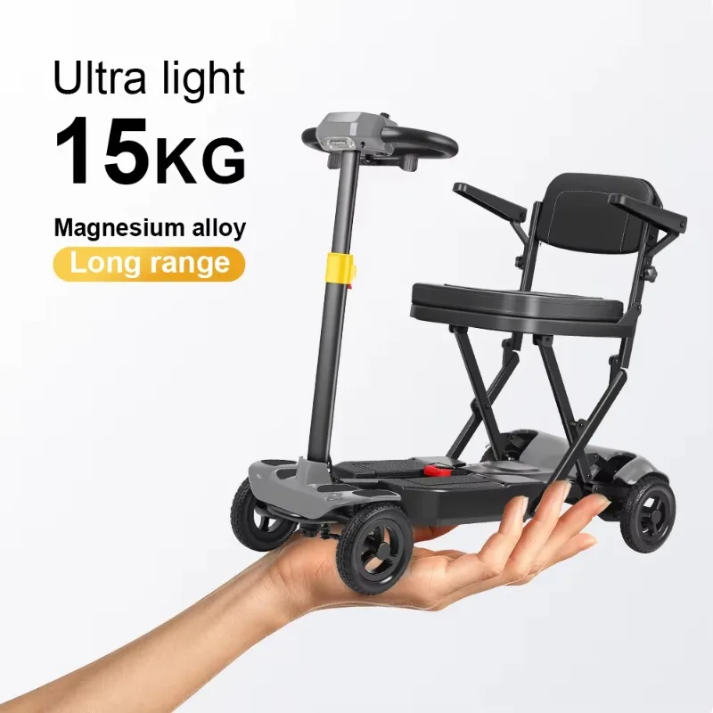 True Dual Battery Mobility Scooter Simultaneous Discharge 15kg Folding Electric Scooter Magnesium Alloy for Seniors