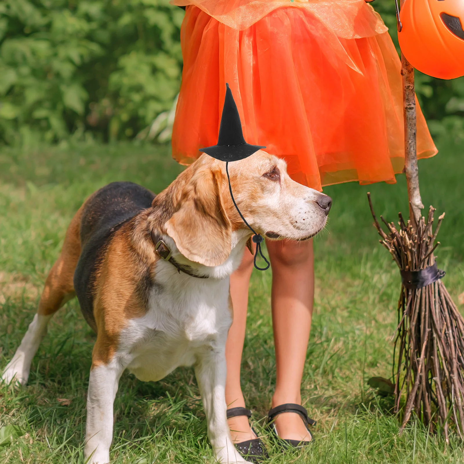 

2pcs Halloween Pet Witch Hat For Dog Cat Adjustable Costume Hat Reusable Pet Headdress Halloween Party Decor Photography Props