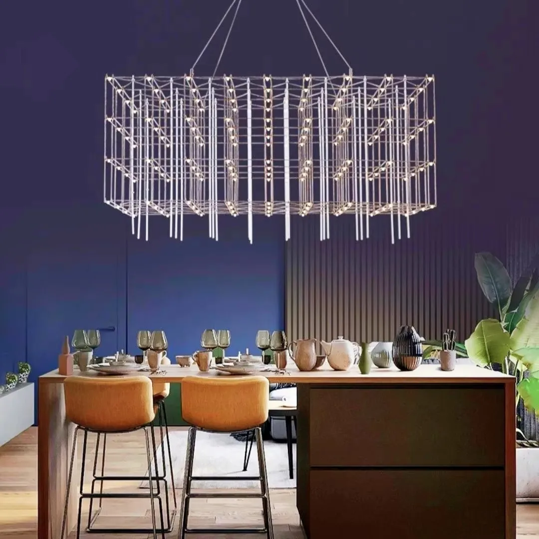 QUASAR Cosmos chandelier Nordic simple silver square light creative firefly light living room dining table home luxury light