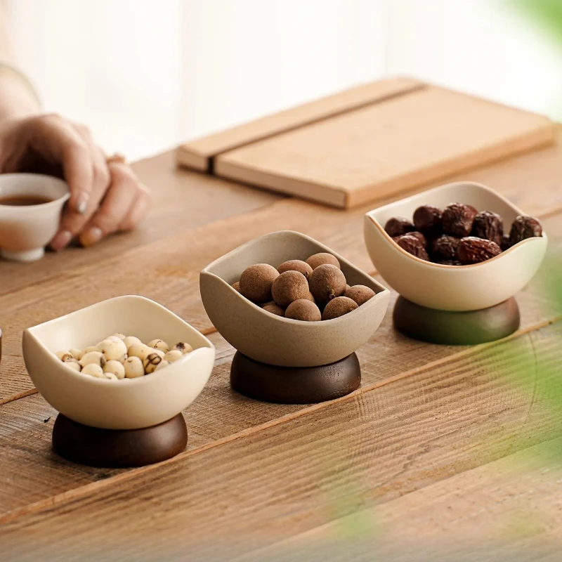 Medieval Style Ceramic Tableware Coarse Pottery Dessert Bowl niche High-End Snack Plate Fruit Plate, Ice Cream Ice Cream Cup