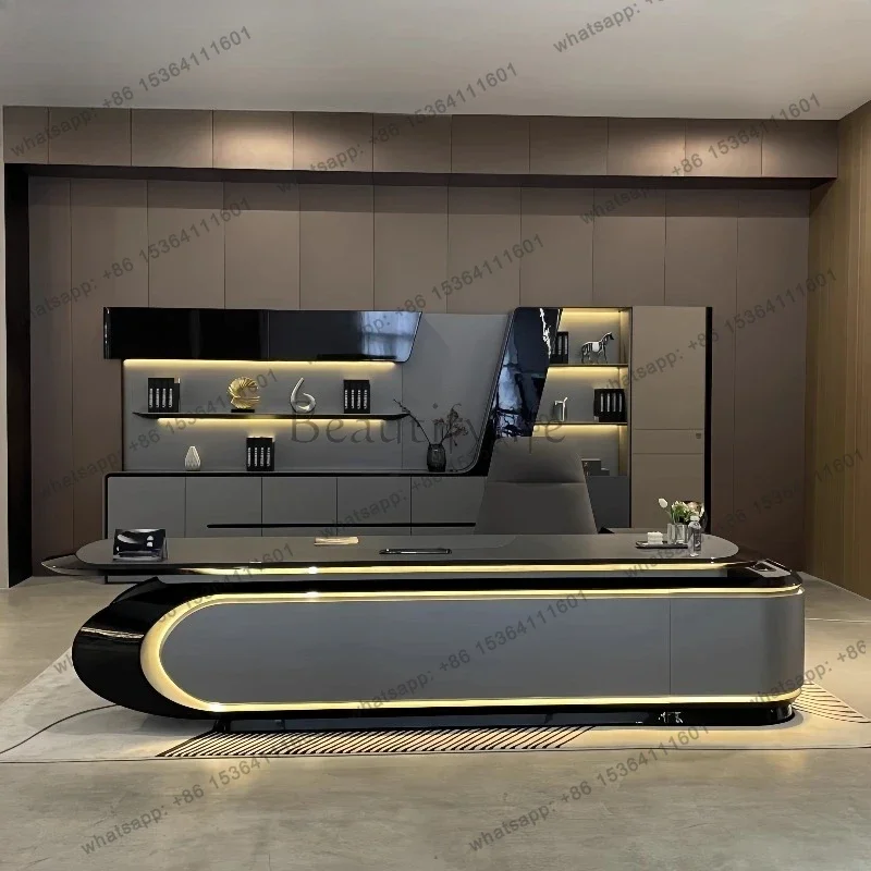 LD Luxury Combination Computer Desks Organizer Floor Design Secretary Modern Office Desk Wood Work Boss Escritorio Desk