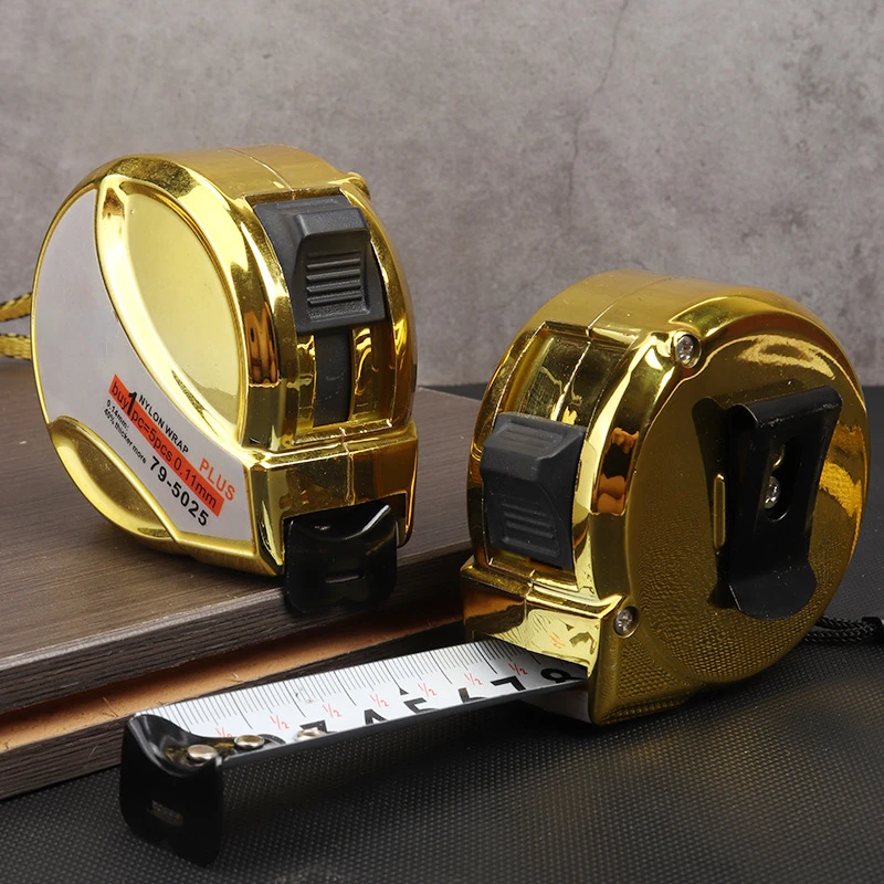 Metric Steel Tape measure retractable Case is made of SUV Plated Gold which Waterproof and Wear-resistant Measuring tape Tools