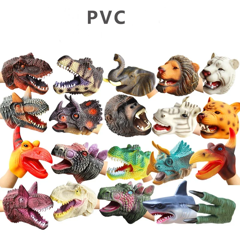 Kids Figure Toys Soft Vinyl Rubber Animal Head burattini a mano guanti modello Dinosaur Shark Puppet Toys For Children