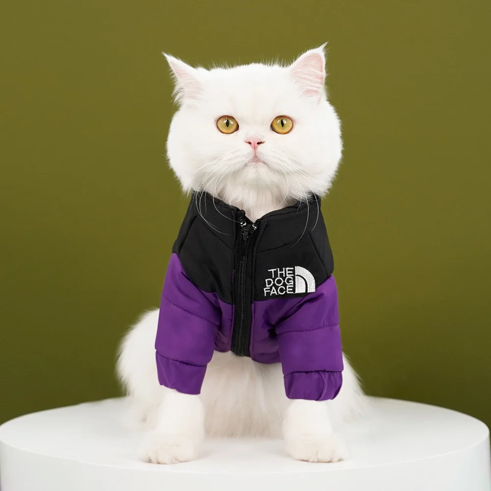 Winter Warm Cat Jacket for Medium Small Cats Cotton French Bulldog Dogs Winter Clothes Windproof Coat Puppy Pet Outfits