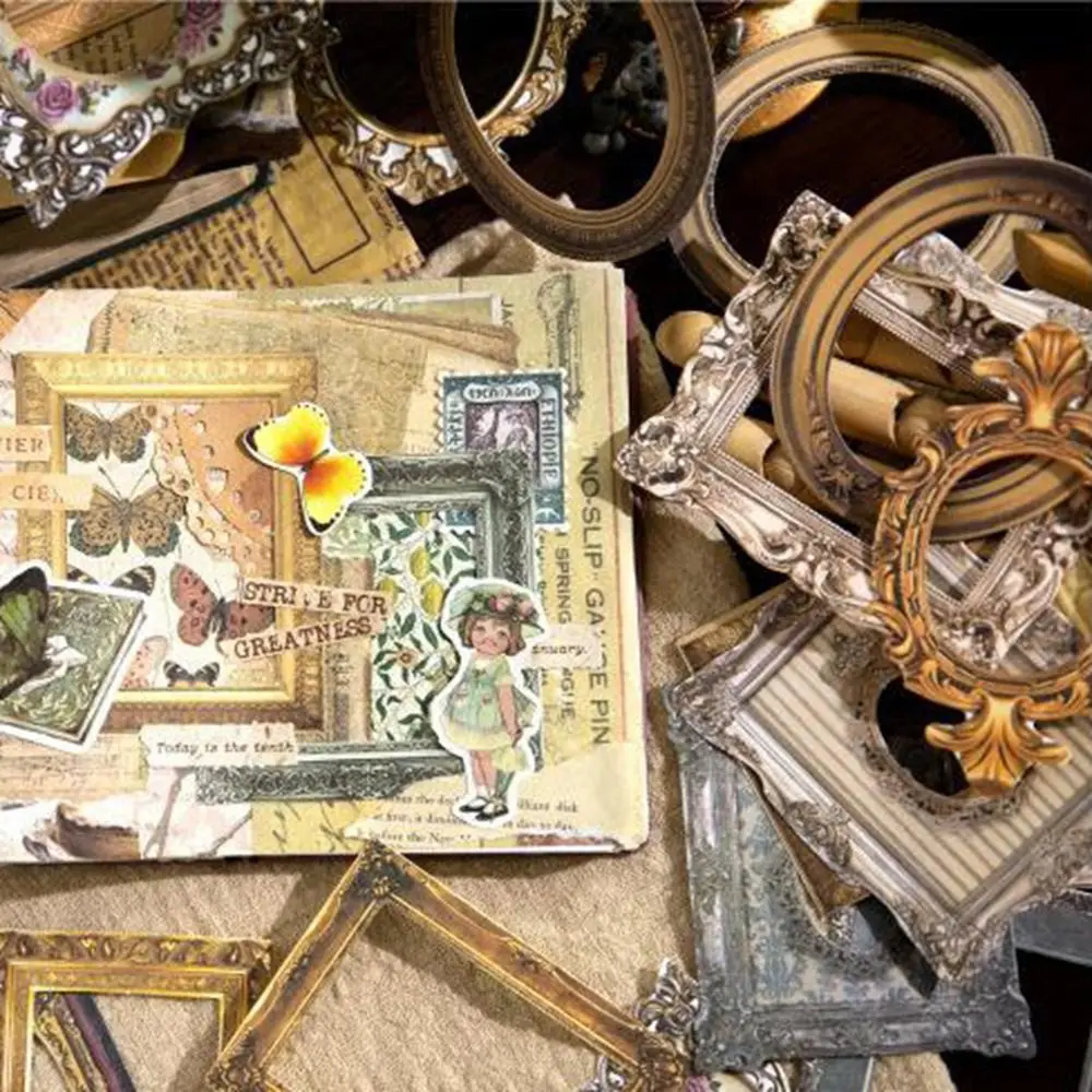 Flower Decorative Cards Retro Picture Frame Stickers Cutout Frame Decor Handcrafts DIY Tools Hand Book Decoration DIY Photo Book