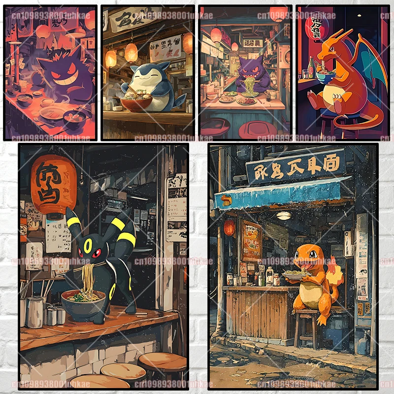

Anime Pokemon Pikachu Gengar Squirtle Eevee Snorlax Charizard Bulbasaur Charmander Canvas Painting Poster Mural Children's Gift