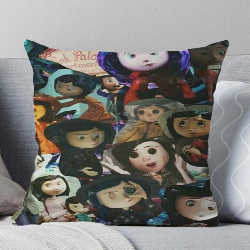 Coraline Pillow Case 45cm Decorative Bedroom Sofa Car Cushion Cover Boys Girls Cool Pillowcover Kids Gifts No Pillow Insert