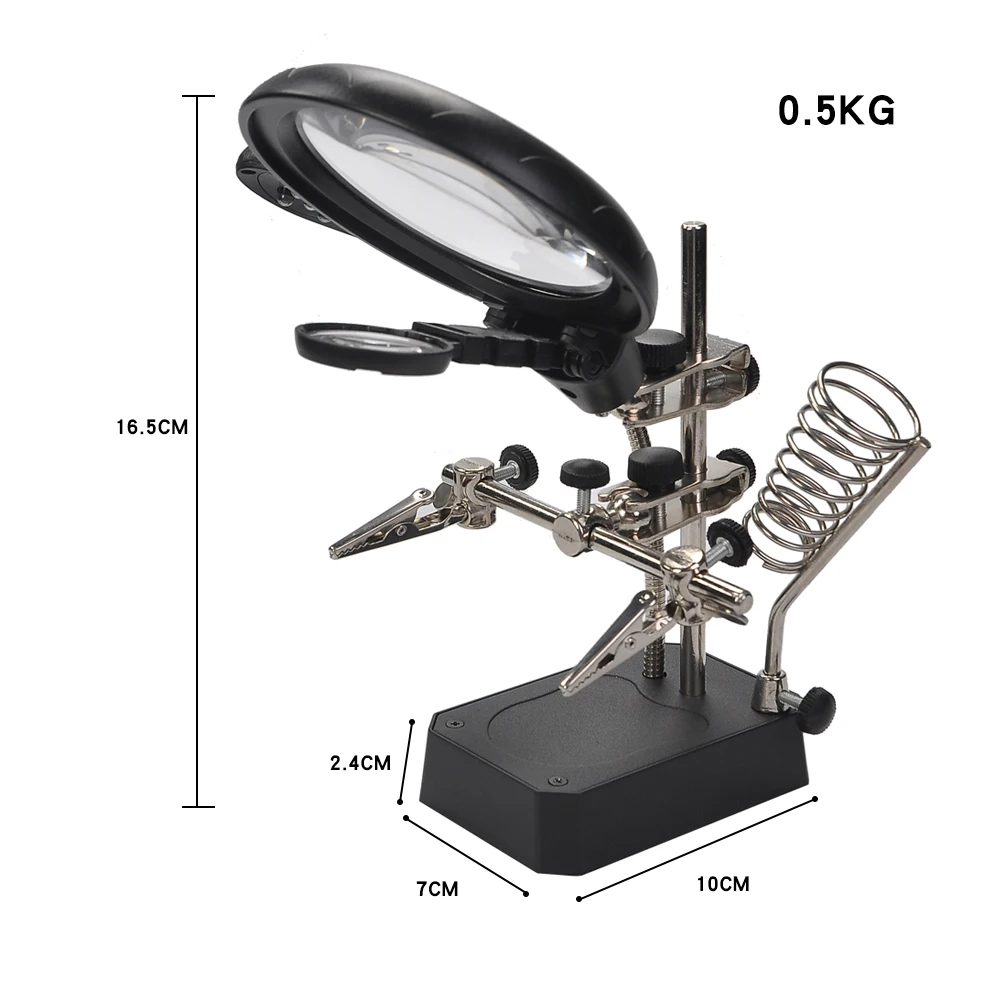 magnifier 2,5 x 5X 3rd piece, aid Clip, LED lighting, hand welding stand, magnifying glass, Lens Repair with bracket clip