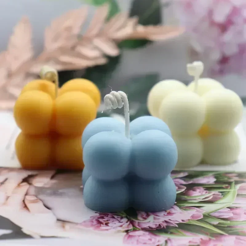 3D Creative Aromatherapy Plaster Handmade Candle Bubble Cube Candle Silicone Mold Baking Chocolate Dessert Cake Tools Crafts