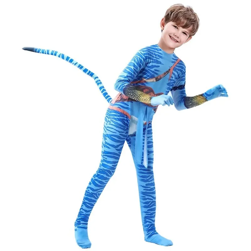 Child Adult Avatar 2 Costume Cosplay Suit Jake Sully Neytiri Bodysuit Zentai Jumpsuits Halloween Party Costumes Props
