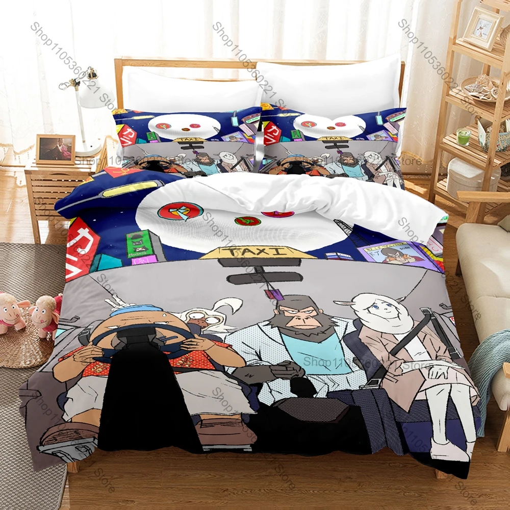 Odd Taxi Fan Merch Duvet Cover + 2 Pillowcases, Stylish Printed Bedding Set for Anime Lovers Collection
