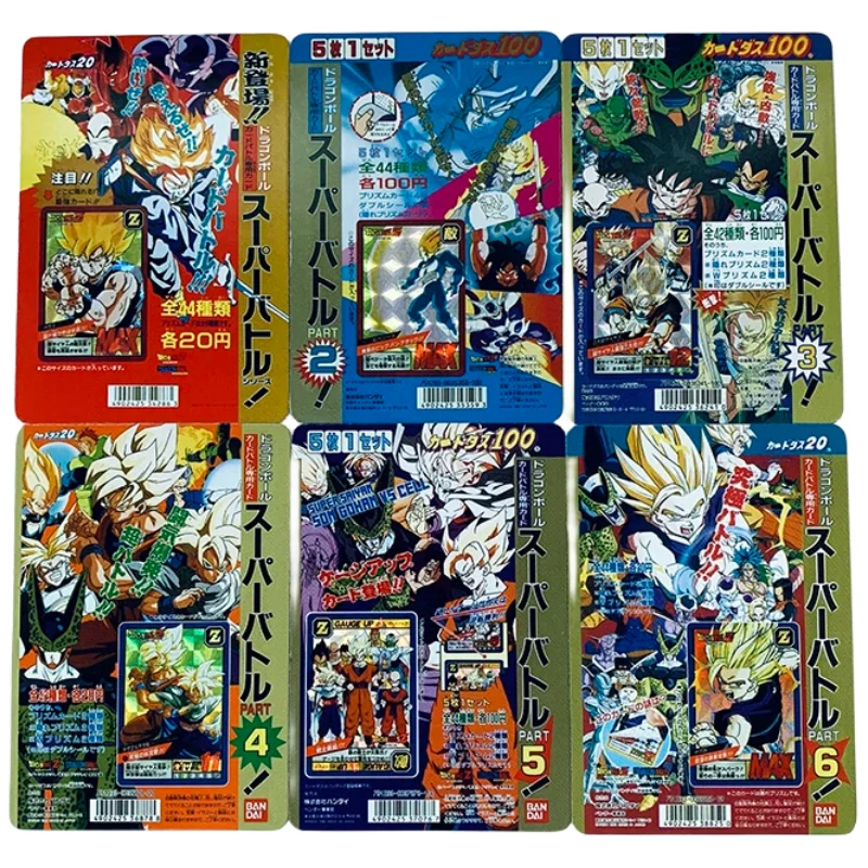 6Pcs/Set ACG DRAGON BALL Cards Son Goku Gohan Android18 Vegeta Torankusu Cell Anime Game Grid Flash Cards DIY Toys Gift Part1-6