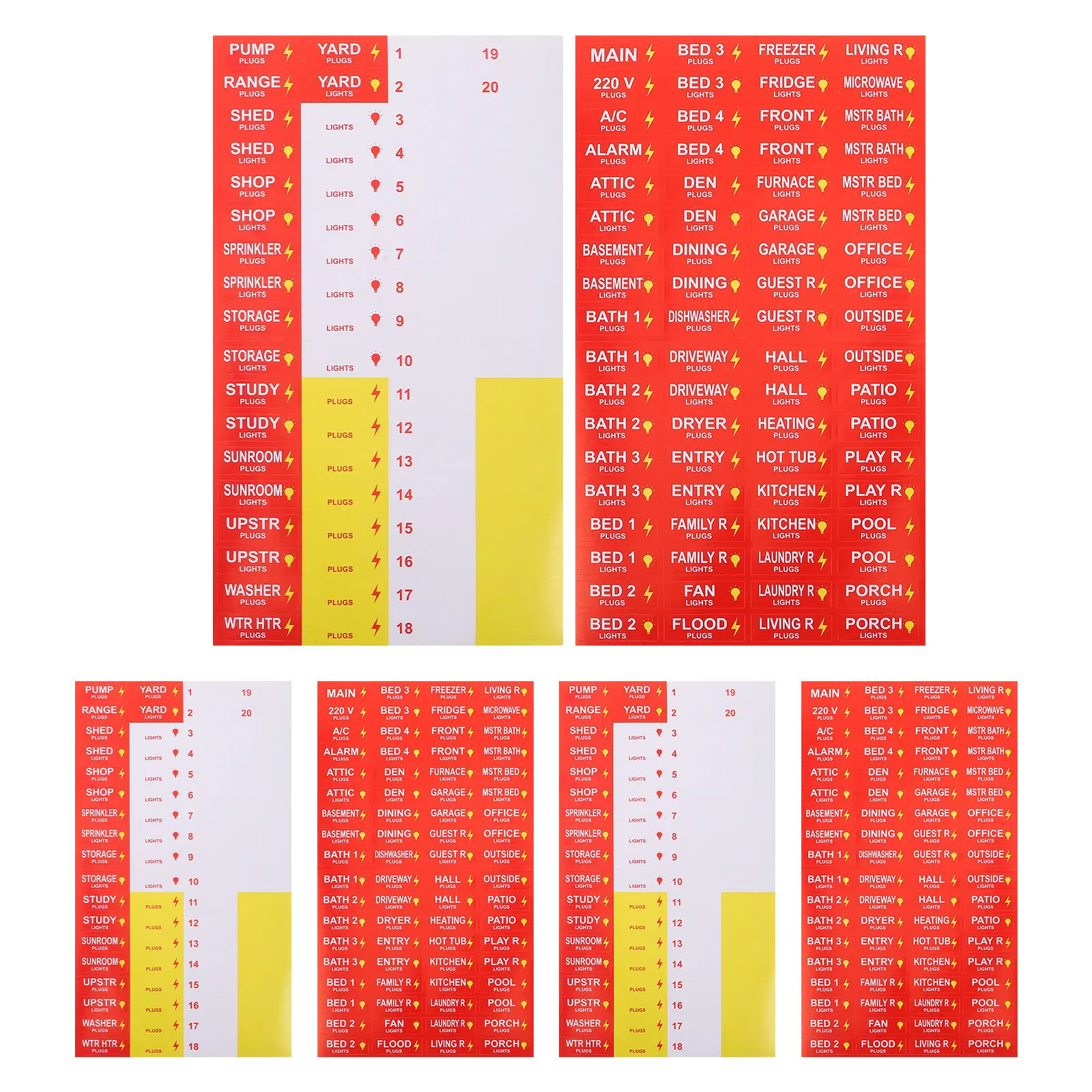 Breaker Box Labels Electrical Panel Markers Waterproof Self-Adhesive Circuit Identification Labels for Load Center Fuse