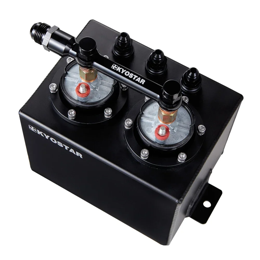 

IN STOCK Black 3L Aluminum Dual Fuel Surge Tank With 2 High Flow 300LPH 044 Fuel Pump and Fuel Rail for Universal Cars