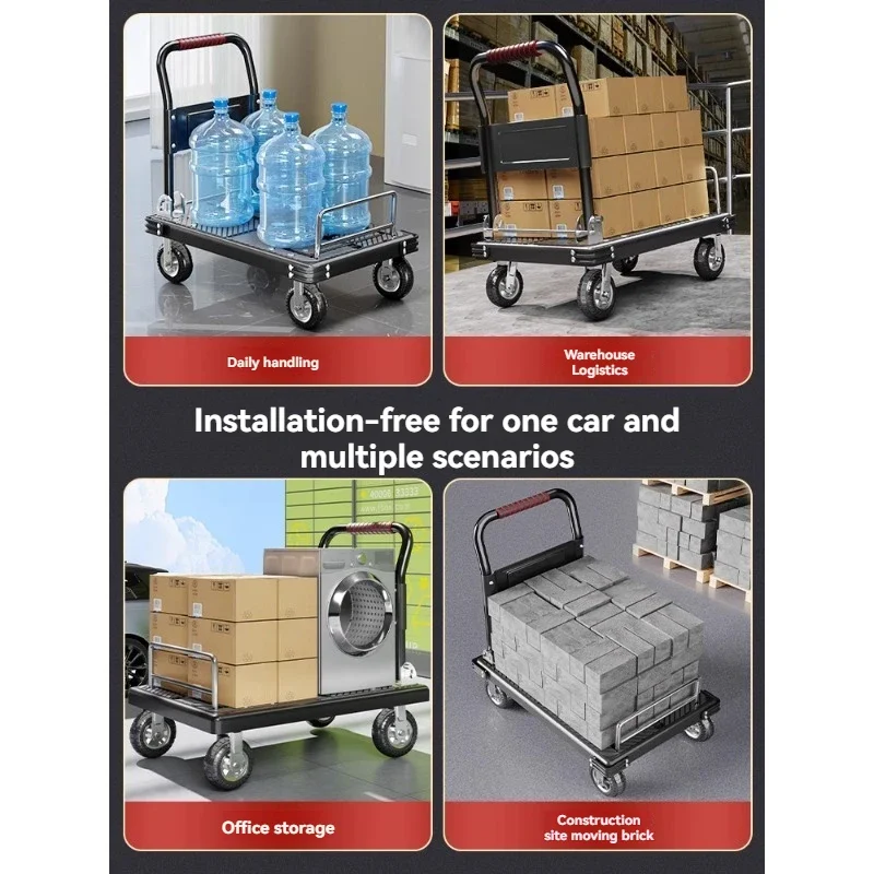 New 250kg New 73X48cm Trolley Cargo Trailer Folding Lightweight Hand-held Trolley Transport Flatbed Home Delivery Trolley