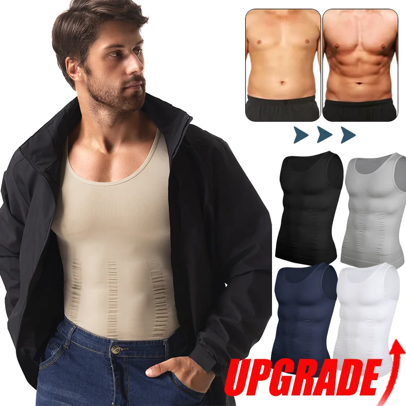 

Mens Slimming Vest Shirt Abs Abdomen Body Shaper Slimming Tummy Control Gym Workout Compression Tank Top Sleeveless Shapewear