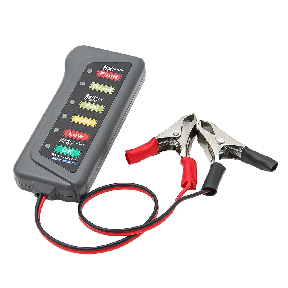 

Battery Tester Automobile Motorcycle Battery Car Battery Testers ABS Red Yellow Green Display 12V Battery Level Tester