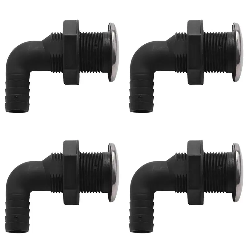 AASS-4Pcs 3/4 Inch Universal Hull Hose Connector Nylon Water Outlet Marine Ship Accessories