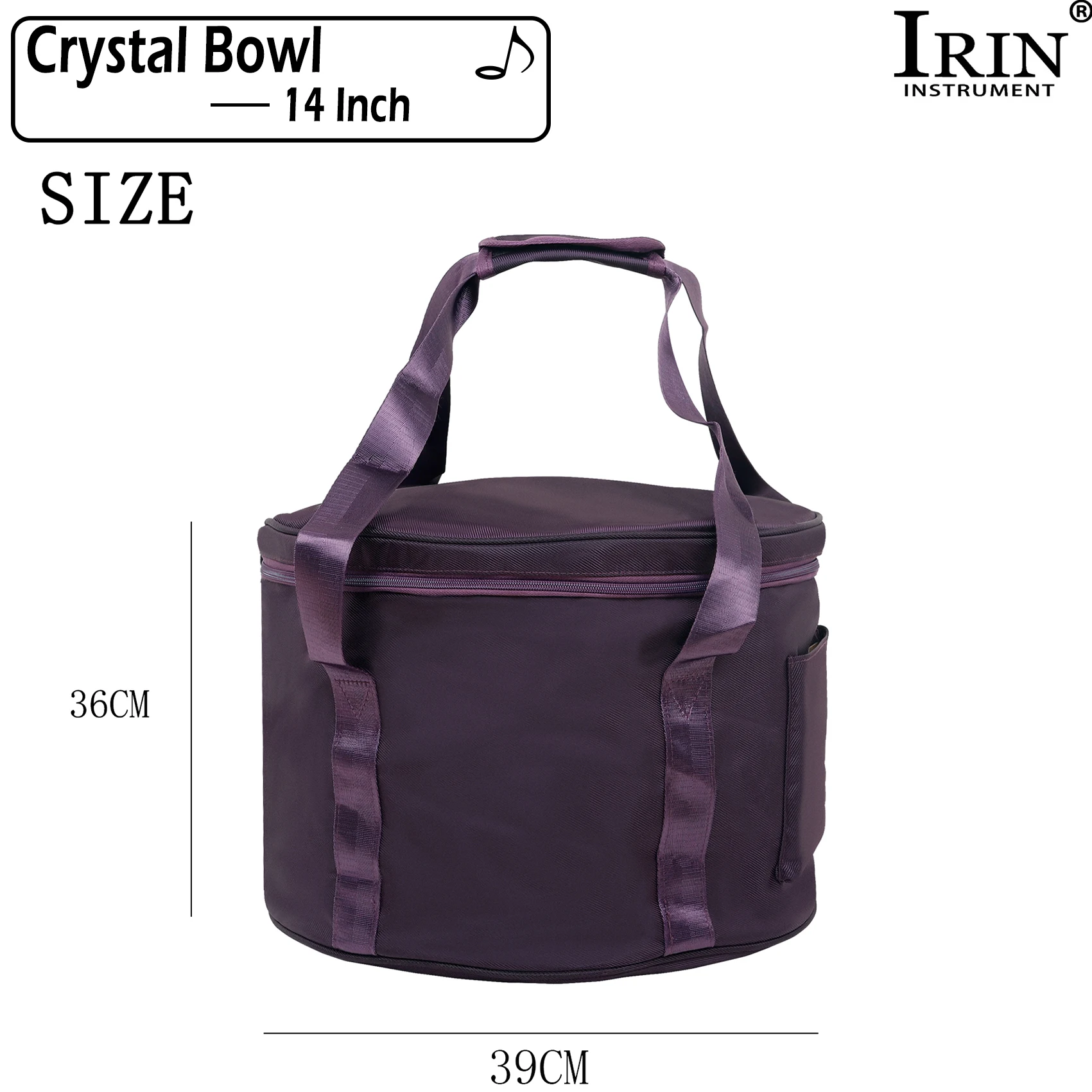 Irin Kristalls chale Fall lila Klangs chale Handtasche 8/10/12/14 Zoll Kristallsc halen Tasche Schlag instrument Spezial zubehör – Detail 5