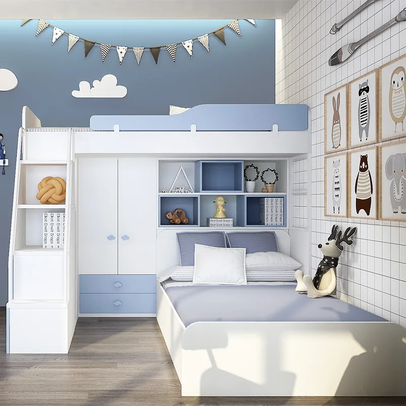 Custom Multifunctional Double Layer Tatami Bunk Bed & Whole House Fun Kingdom Wardrobe for Kids' Bedroom Durable Product
