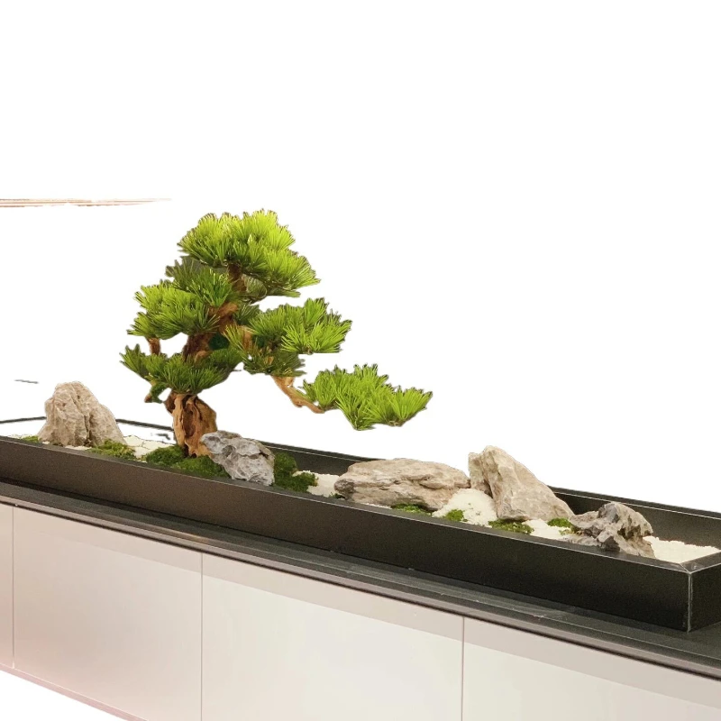 

Long table flower landscaping desktop immortal moss micro landscape ornament withered landscape long tea room desk
