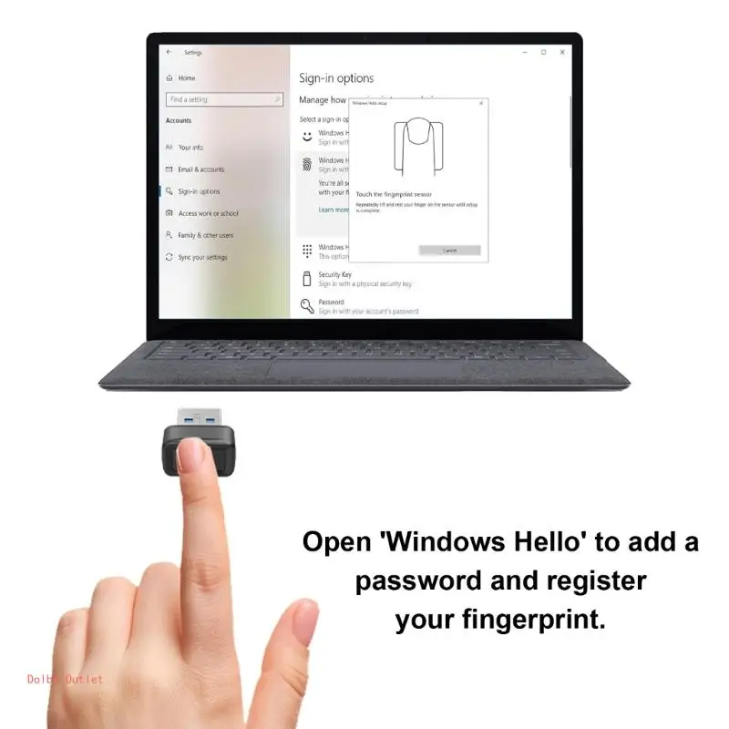 Window Hello Сканер отпечатков пальцев Быстрое распознавание отпечатков пальцев Безопасный вход в систему