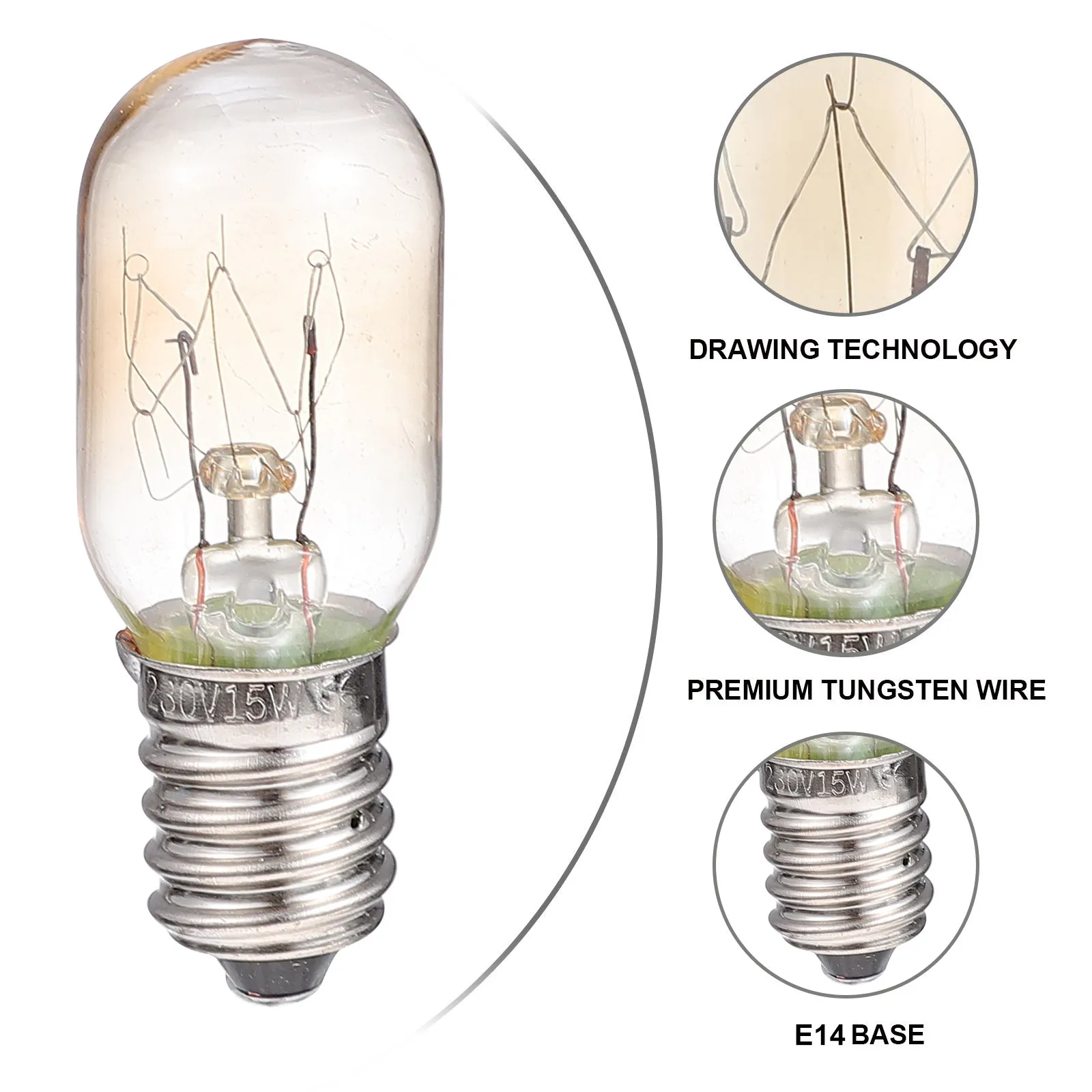 3Pcs E14 LED Bulbs Refrigerator Light Bulb Oven Replacement Microwave Lamp Bulb Heat Resistant Glass Cover Compact