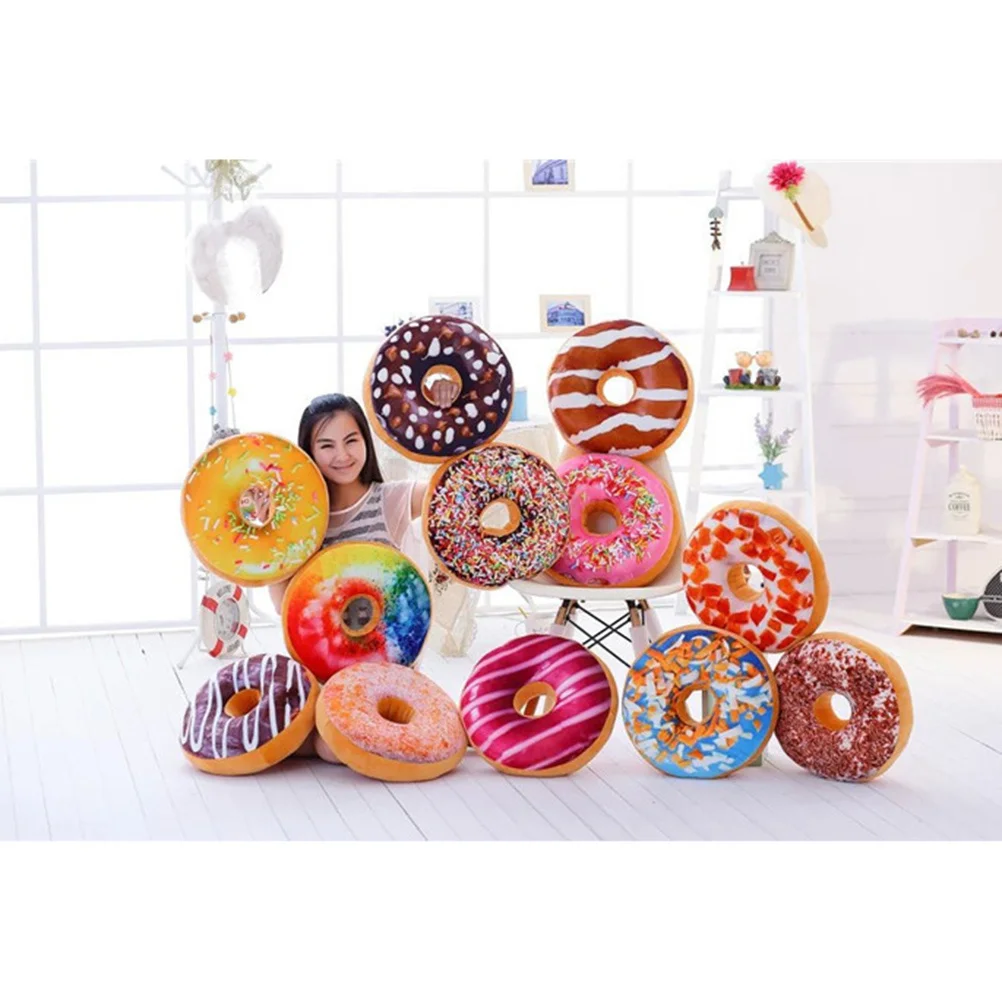 

40cm Original Taste Donut Pillow Cosy Seat Back Cushion Doughnut Throw for Home Office Car Decor Gift Kids Friends