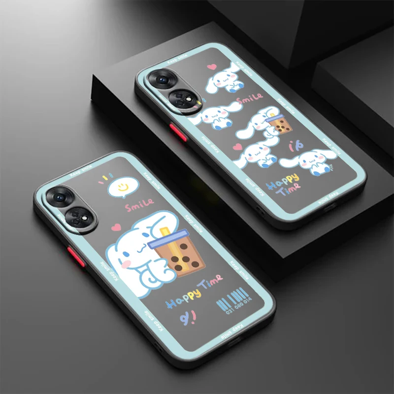 Cinnamoroll Sanrio kreskówka dla OPPO Reno 8T 8 7 6 5 Z SE Pro Plus Lite TPU odporna na wstrząsy matowa półprzezroczysta obudowa telefonu