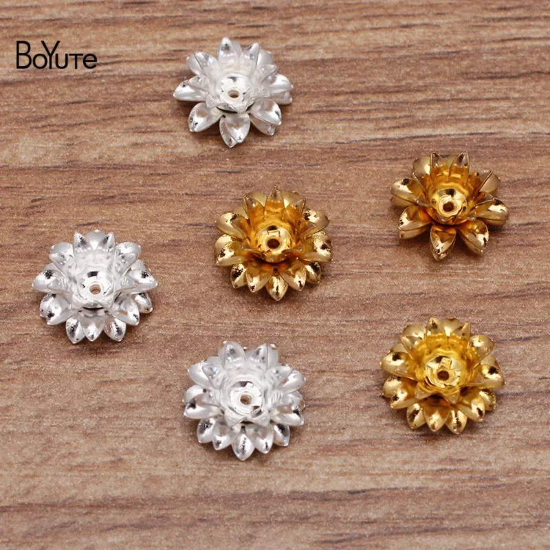 BoYuTe (100 Pieces/Lot) 11*5MM Three-Layer Metal Brass Flower Materials Diy Handmade Jewelry Accessories