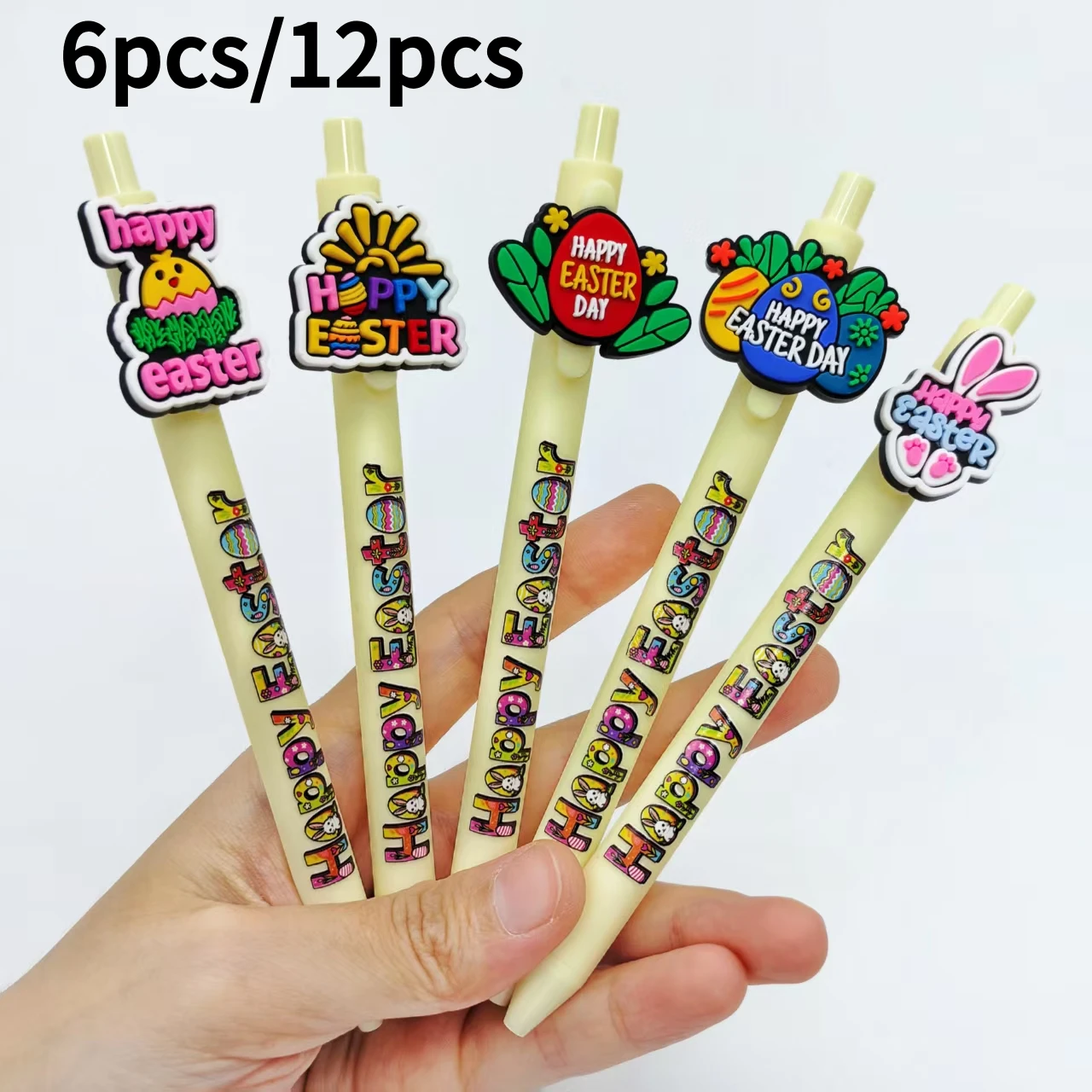 6pcs/12pcs Creative Easter Ballpoint pens, Easter Bunny Easter Egg element writing pens, Easter stationery pens