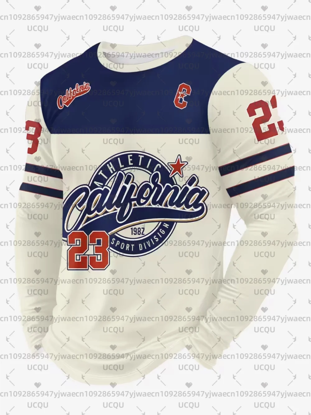 Men'S California NO.23 Graphic T-shirt Casual Pullover Autumn Outdoor Activities Women's Long Sleeve T-shirt Tops