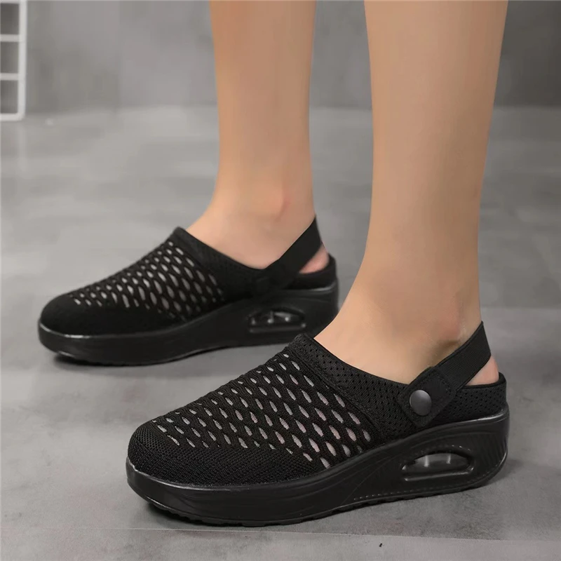 

Platform Sports Sandals Women's Shoes 2025 Summer Trend Comfortable Breathable Mesh Beach Slippers Lightweight Rubber Soft Sole