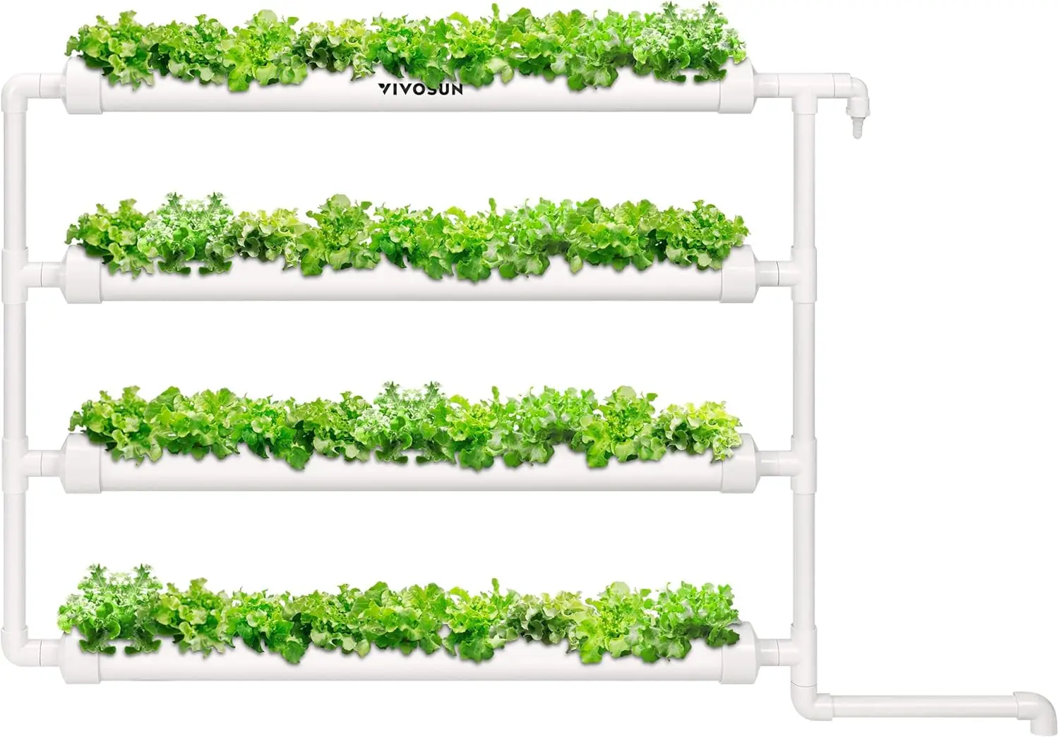 Wall-Mounted Hydroponic Grow Kit, 1 Layers 36 Plant Sites 4 Food-Grade PVC-U Pipes Hydroponics Planting System with