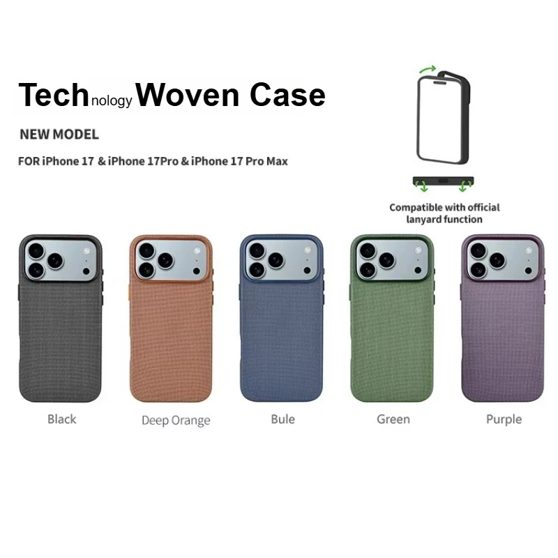 

Официальный чехол Magsafe TechWoven с анимацией для оригинального IPhone 17Pro Max с функцией ремешка, защитный чехол от царапин