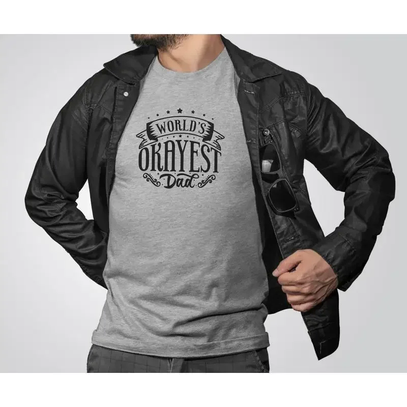 World's Okayest Dad T Shirt Funny Life Trendy Cool Father's Day for