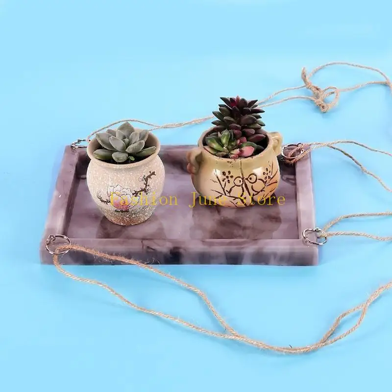 N5KA DIY Rectangle Flower Pot Tray Epoxy Resin Mold Large Plate Dinner Dish Tray Mold