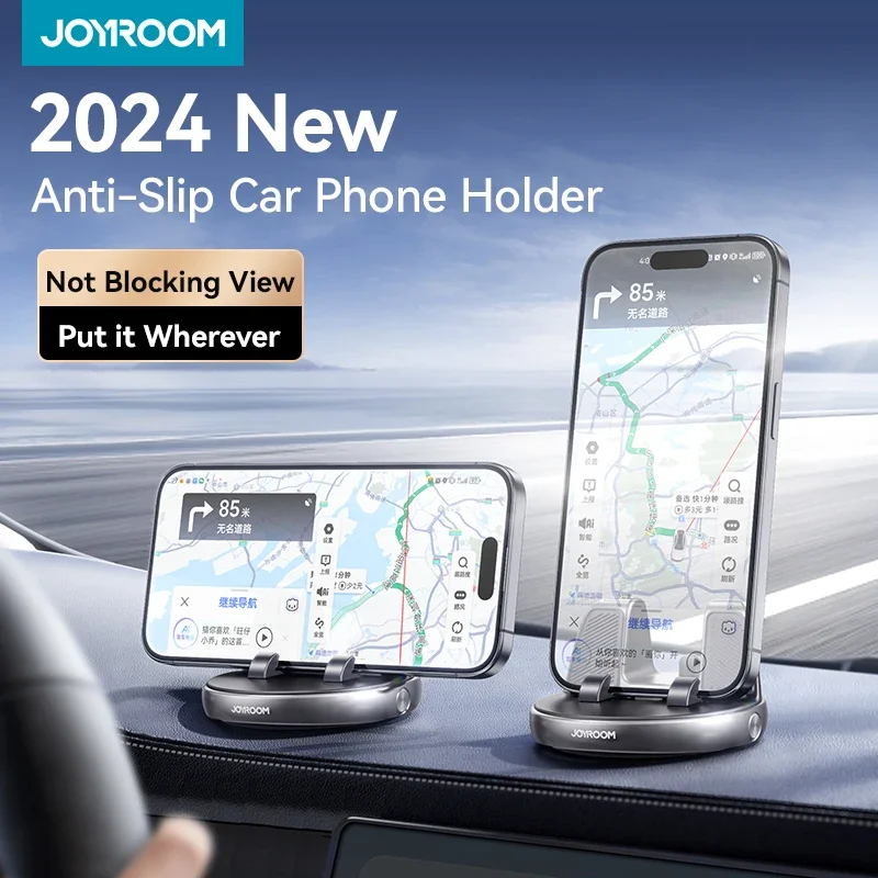 

Joyroom Car Phone Holder One-Handed Operation Car Navigation Holder 360° Rotation Dashboard Car Phone Mount For 4.7-7'' Phones