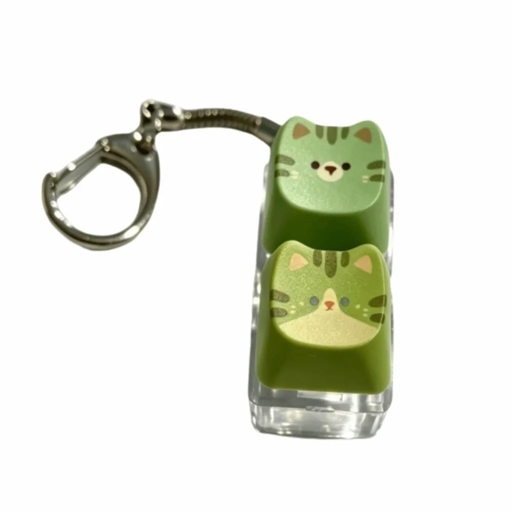 Cartoon Cat Mechanical Keychain Fidget Key Keyboard Portable Keys Clicker Keychain Green Creative Relax Button Keycap Keychain