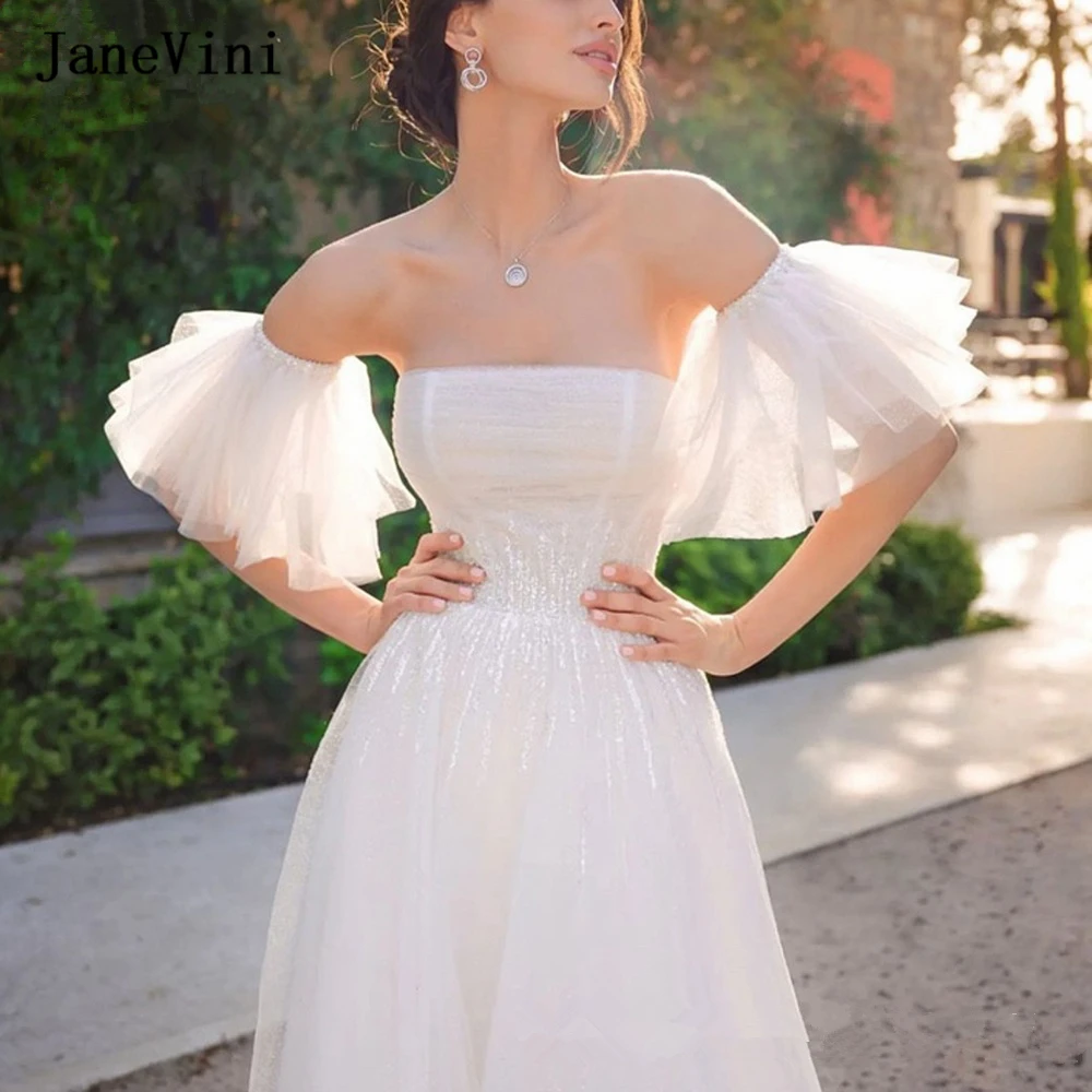 JaneVini Elegante Kurze Braut Abnehmbaren Ärmeln für Hochzeit Kleid Seperatel Arm Ärmeln Tüll Puffy Ärmeln Shrugs Zubehör