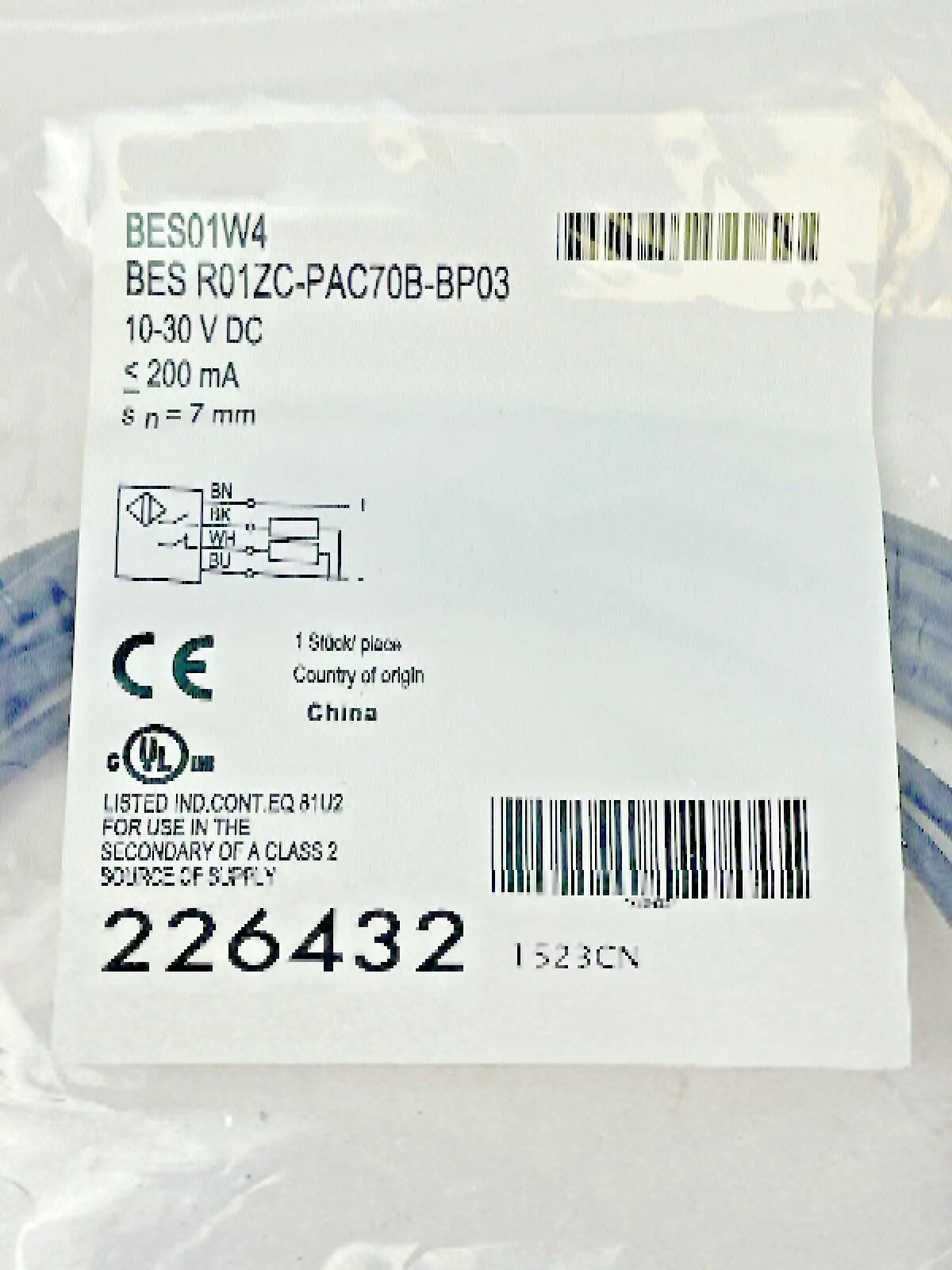 Novo BES01W4 BES R01ZC-PAC70B-BP03 Garantia de um ano