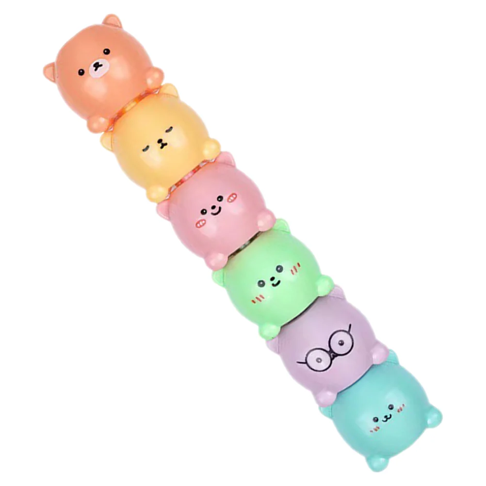 1 Set Student Book Markers Cute Bear Stackable Highlighters Mark Pens Diy Scrapbook Markers kawaii highlighters